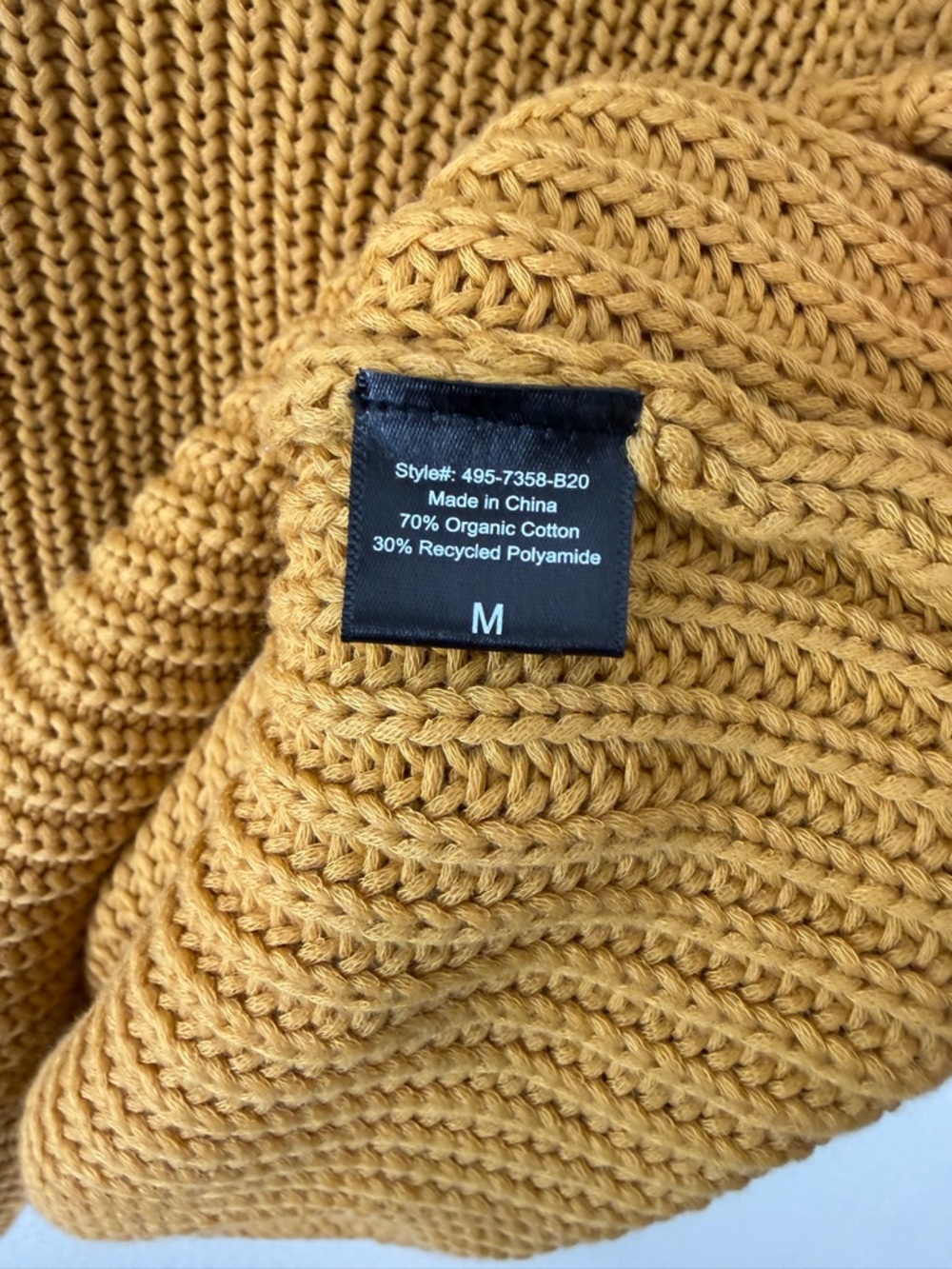 Jenni Kayne Mustard Fisherman Organic Cotton Blend Sweater Sz Medium - Picture 5 of 7
